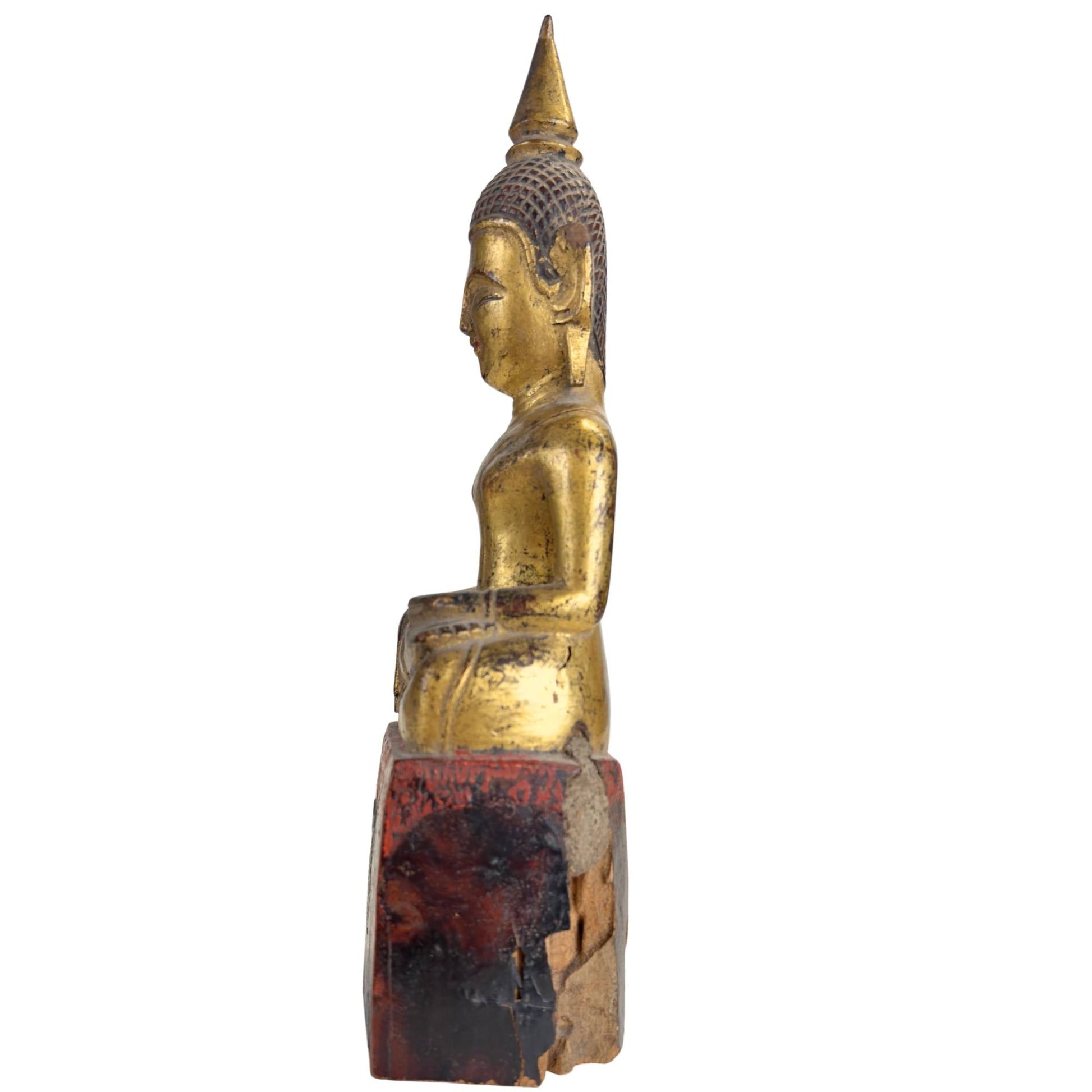 Antique Northern Thai Lanna Buddha – Gilt Teak, 19th Century – rear view