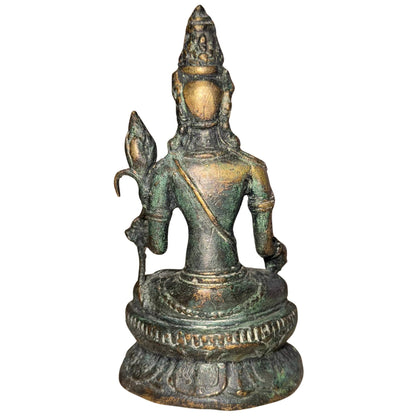 Antique Pair of Himalayan Bodhisattvas – Bronze, 14 cm – left three-quarter rear view