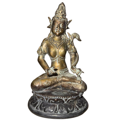 Antique Pair of Himalayan Bodhisattvas – Bronze, 14 cm – right three-quarter rear view