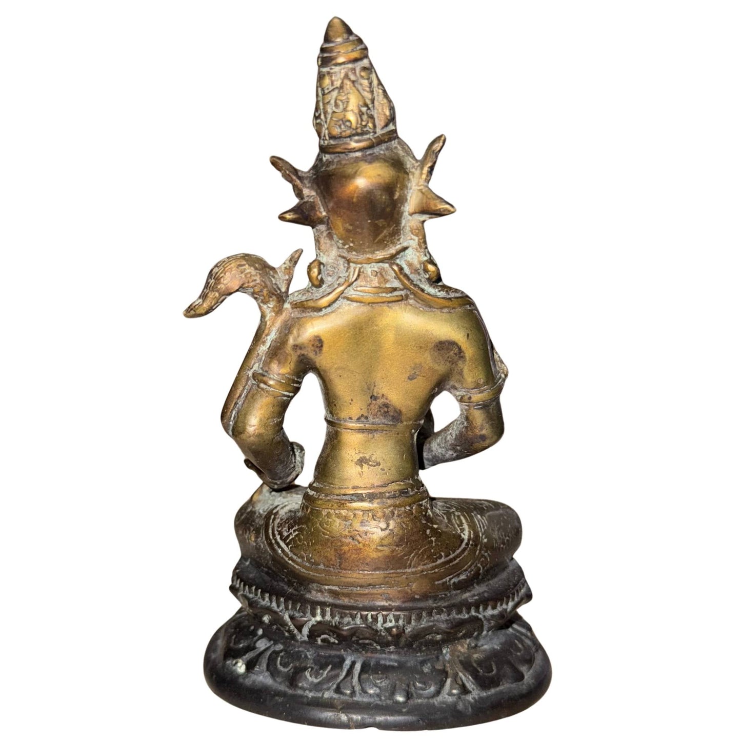 Antique Pair of Himalayan Bodhisattvas – Bronze, 14 cm – close view of the upper section