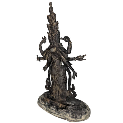 Antique Pair of Sahasrabhuja Avalokiteshvara – Gilt Bronze, 21 & 19 cm – rear view