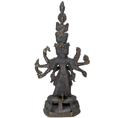 Antique Pair of Sahasrabhuja Avalokiteshvara – Gilt Bronze, 21 & 19 cm – underside and base view