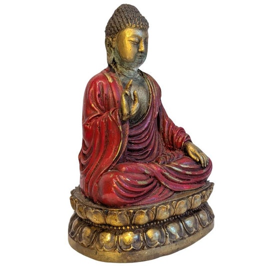 Antique Sino-Tibetan Bronze Buddha in Abhaya Mudra – three-quarter front view