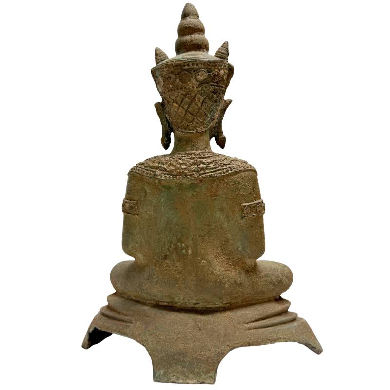 Antique Southeast Asian Meditation Buddha – Bronze, 37 cm – rear view
