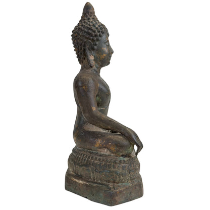 Antique Thai Ayutthaya Buddha – Bronze, 17th–18th Century – left-side view
