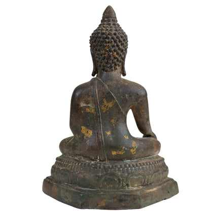 Antique Thai Ayutthaya Buddha – Bronze, 17th–18th Century – rear view