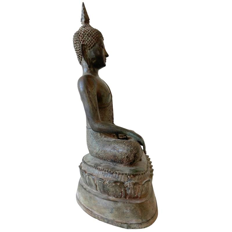 Antique Thai Ayutthaya-Style Buddha – Bronze, 39.4 cm – right-side view