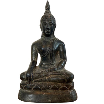 Front view of first antique Thai bronze Buddha in Bhumisparsha Mudra