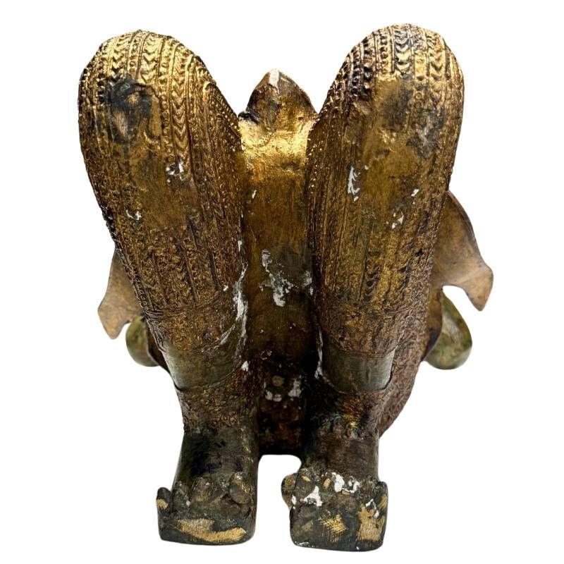 Pair of Antique Thai Bronze Kneeling Temple Guardians – underside and base view