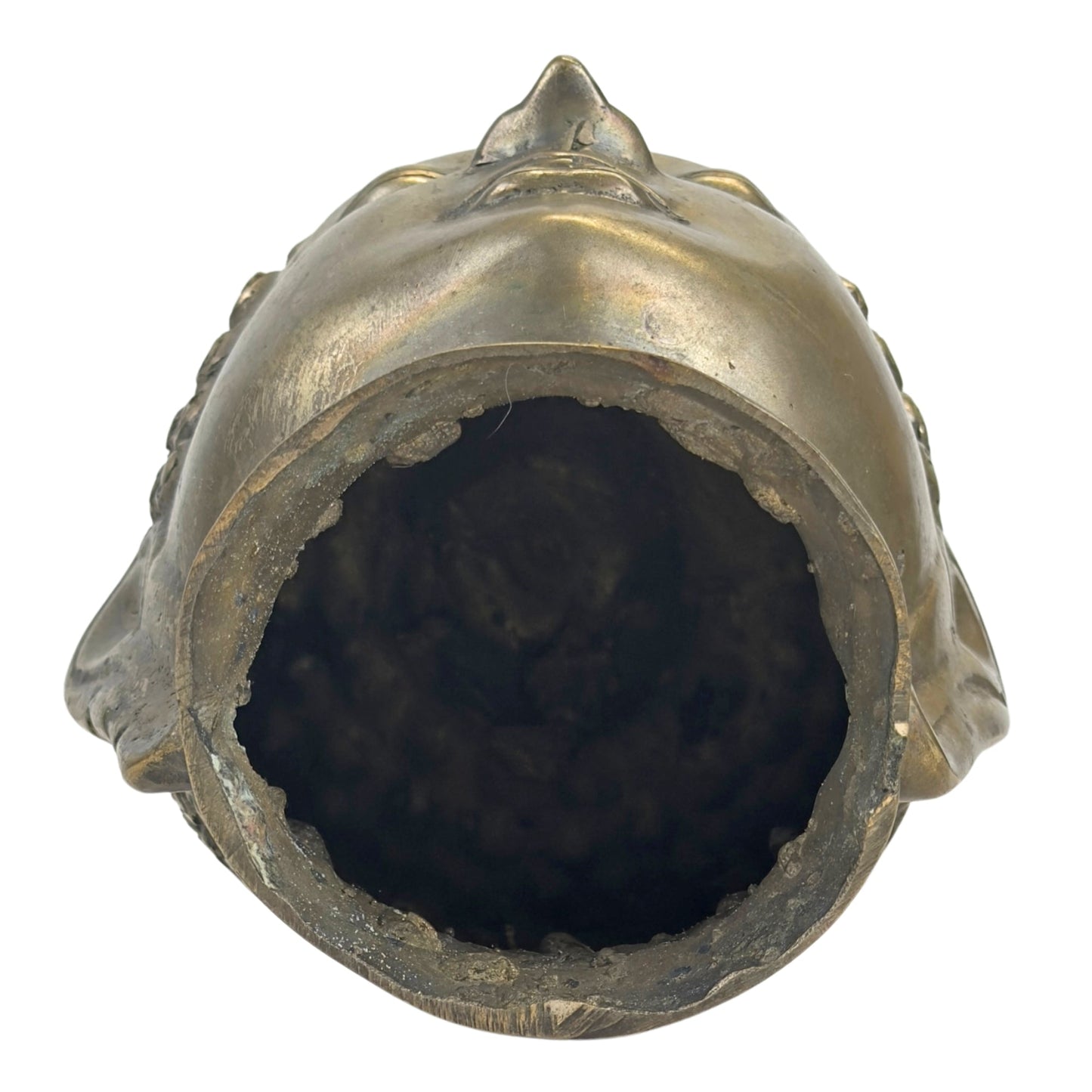 Facial detail and naturally aged patina of the antique Thai Buddha head