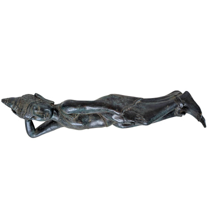 Antique Thai Reclining Buddha – Gilt Bronze, Parinirvana, 77 cm – left three-quarter rear view