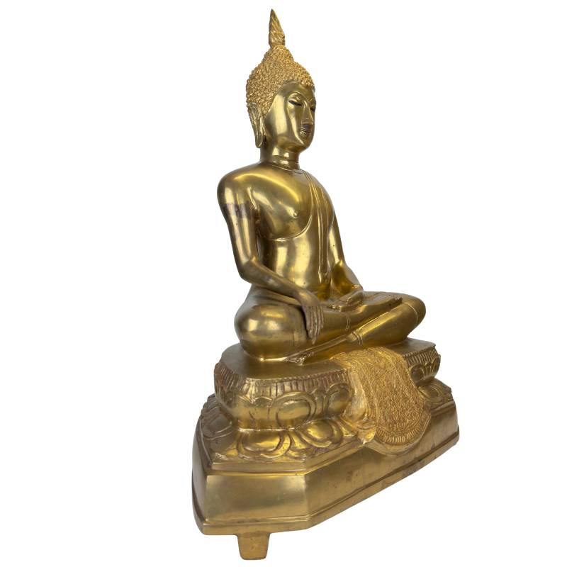 Antique Thai Sukhothai Revival Buddha – Gilt Bronze, ca. 1900–1920, 54 cm – left-side view