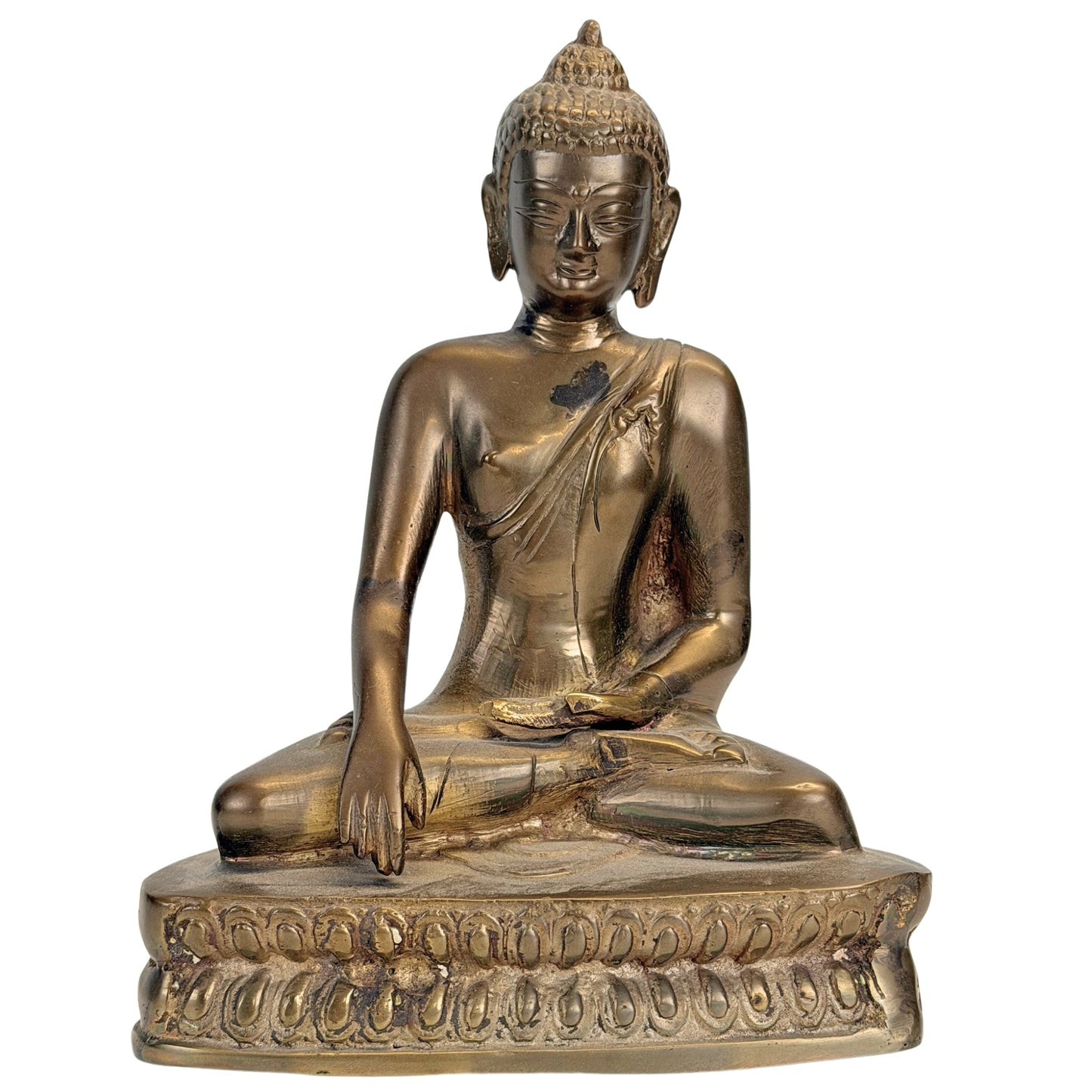 Antique 19th-century Tibetan-Himalayan Buddha in bronze, front view