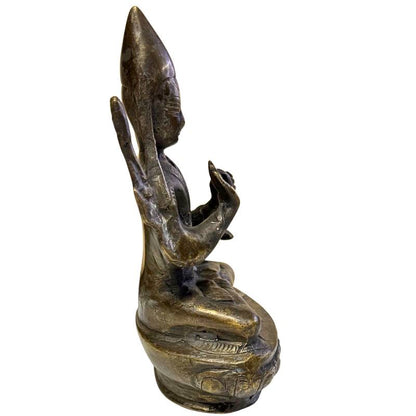 Antique Tibetan Scholarly Lama – Bronze, 15.5 cm – left-side view