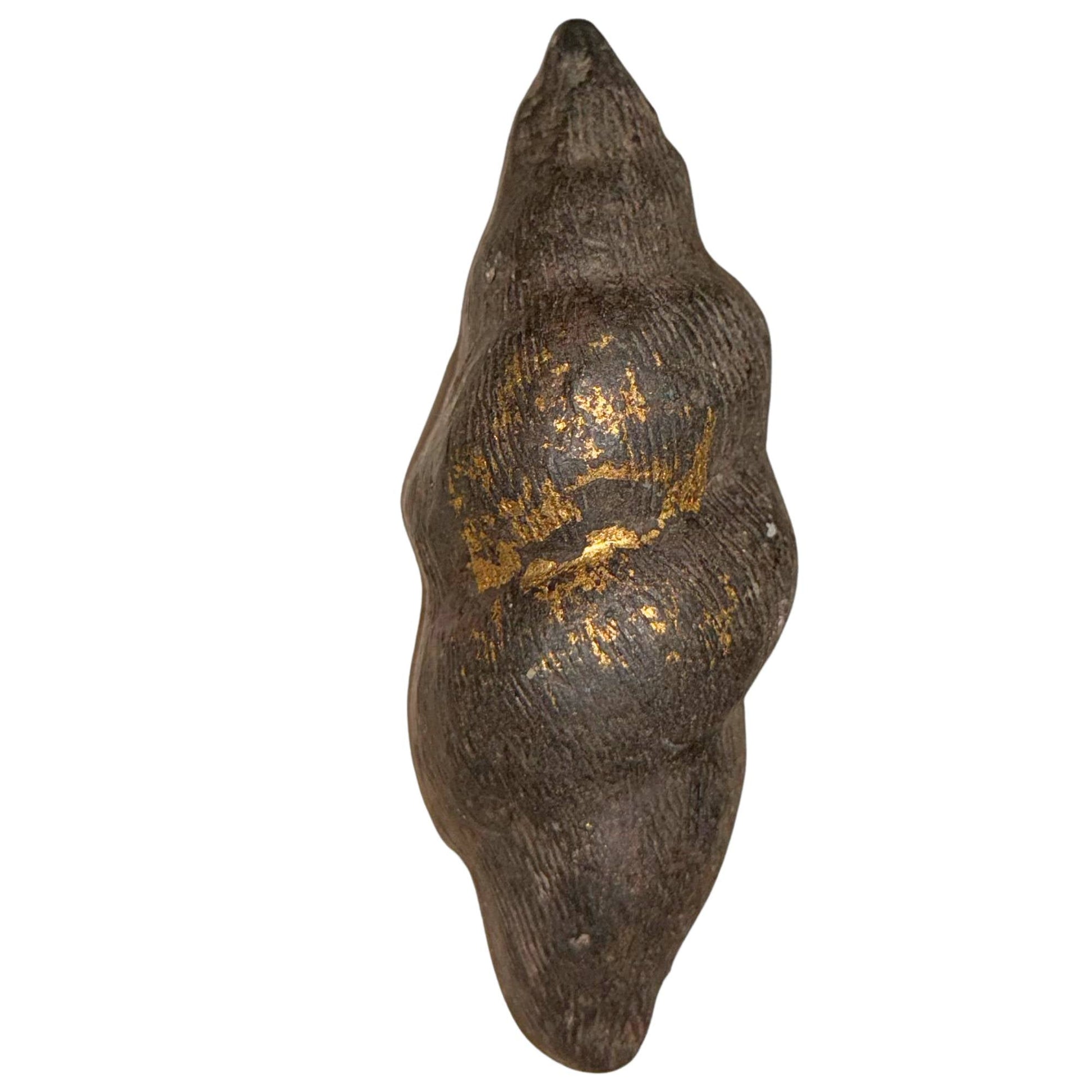 Archaïsch Boeddhabeeld met bladgoud en diepe patina audit