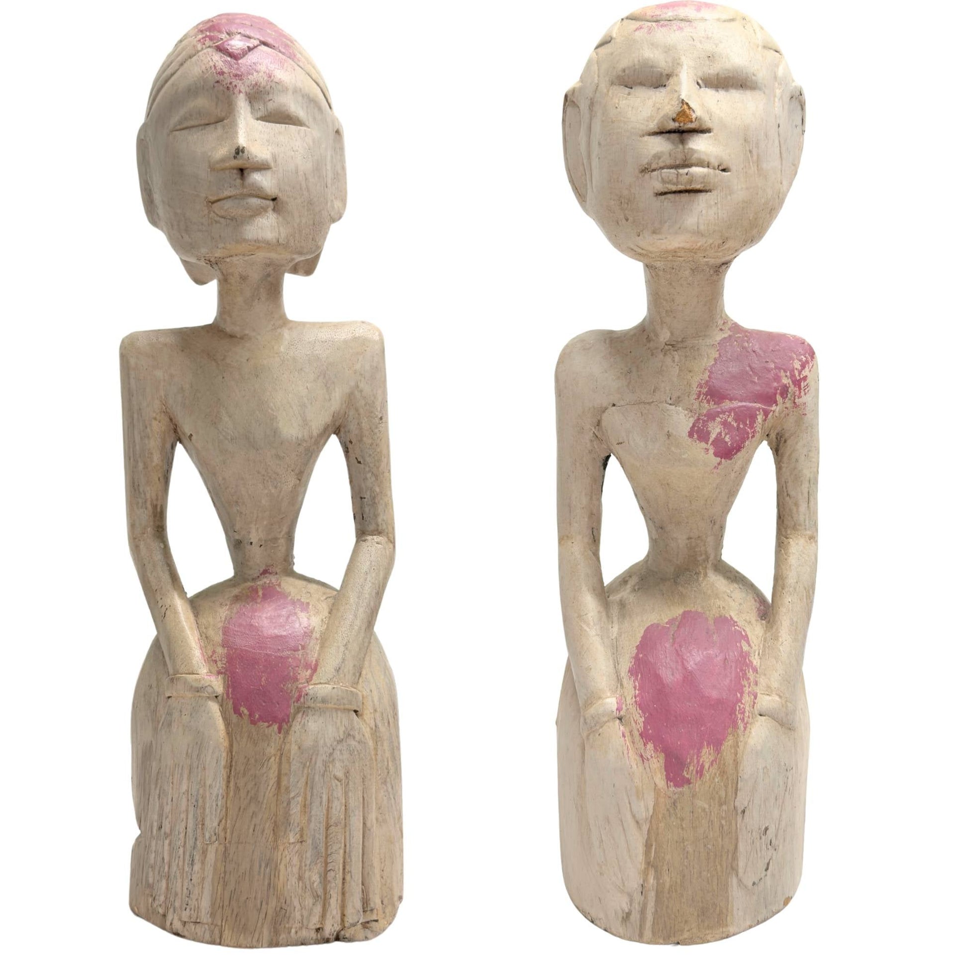 Paar archaïsche voorouderfiguren uit Oost-Indonesië, tribale animistische beelden