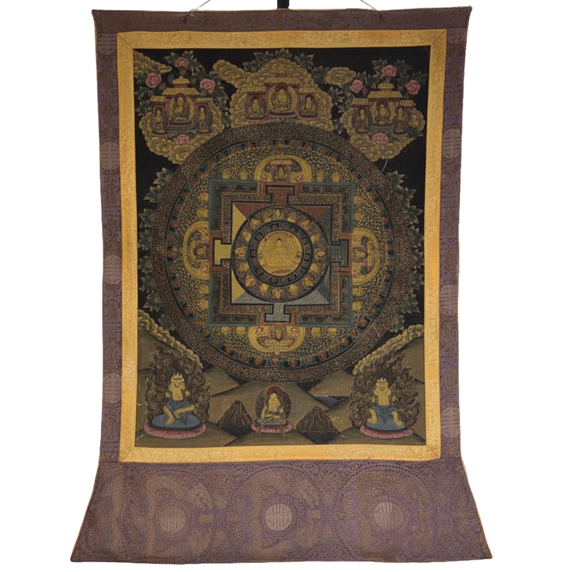 Authentiek lakzegel als certificaat van herkomst op antieke Thangka