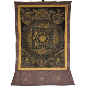 Antieke Tibetaanse Thangka Mandala - Handgeschilderd met Lakzegel - 90cm