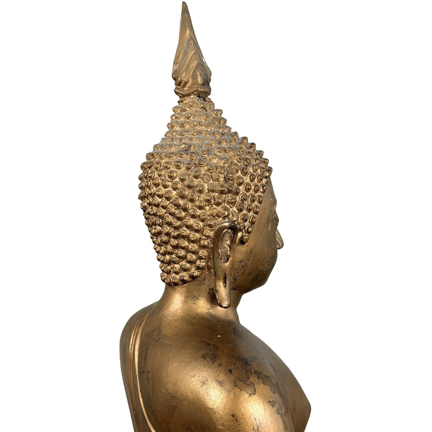 Authentiek Thais Boeddhabeeld van brons met decoratieve tempeluitstraling