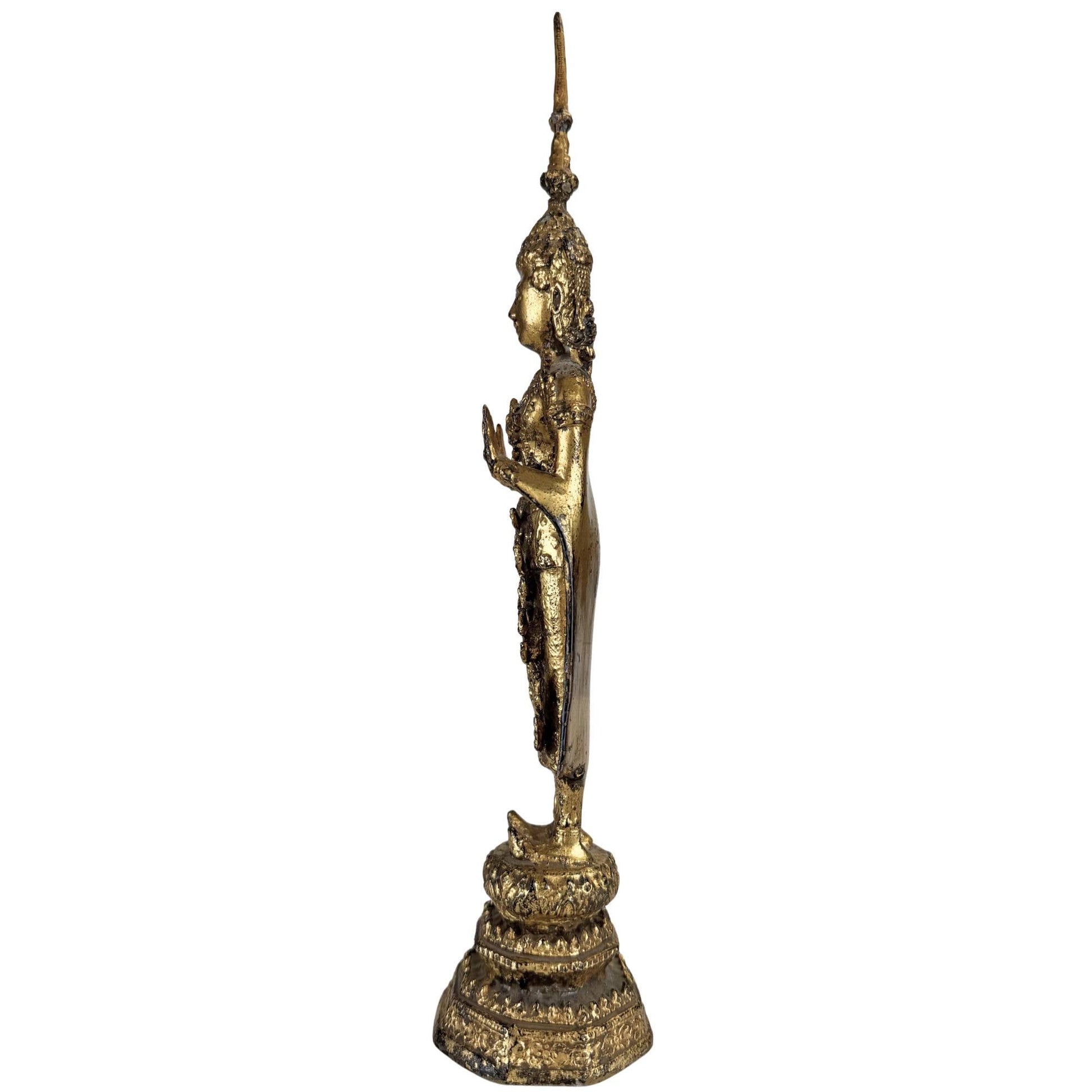 Authentiek Thais tempelbeeld in brons met traditionele verloren-was constructie