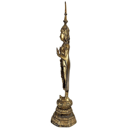 Authentiek Thais tempelbeeld in brons met traditionele verloren-was constructie