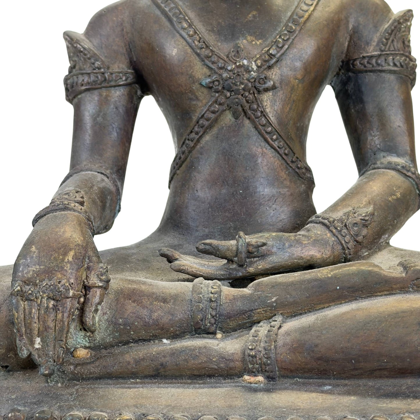 Authentieke Thaise Boeddha in brons met donkere patina