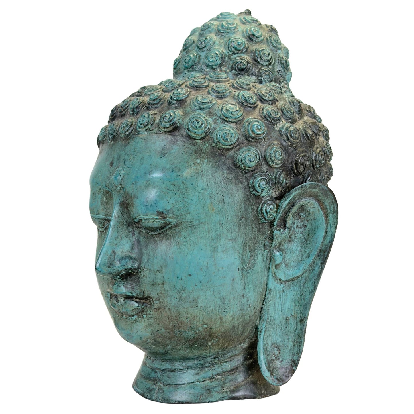 Bronzen Boeddha sculptuur met authentieke vintage uitstraling