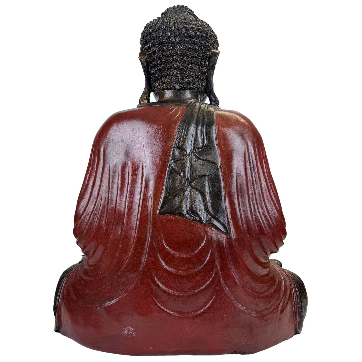 Grote Aziatische boeddha sculptuur van resin met fijne details en meditatieve sfeer