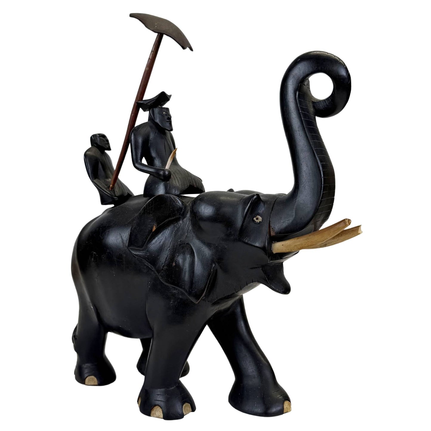 aziatische kunst antieke houten olifant runderbeen inlay