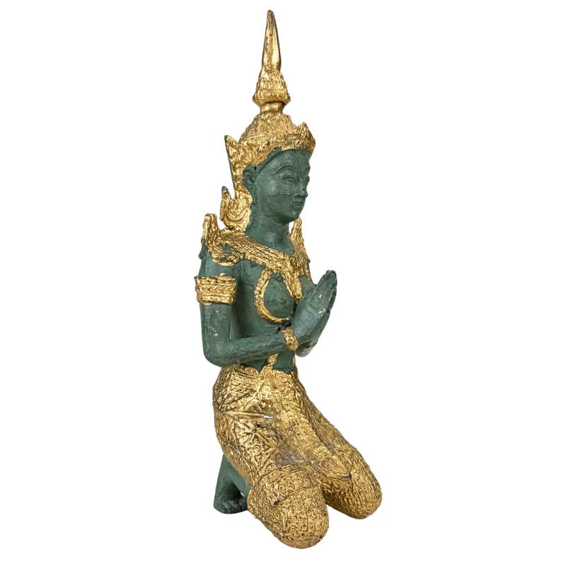 Aziatische tempelwachters beeld set Thailand goud en groen patina
