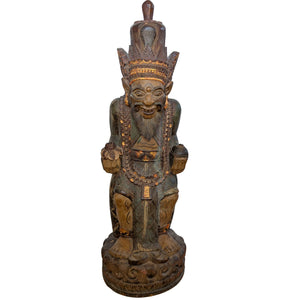 Groot Polychroom Balinees Houtsnijwerk – Mythologische Rishi (Wijze) – ca. 1950