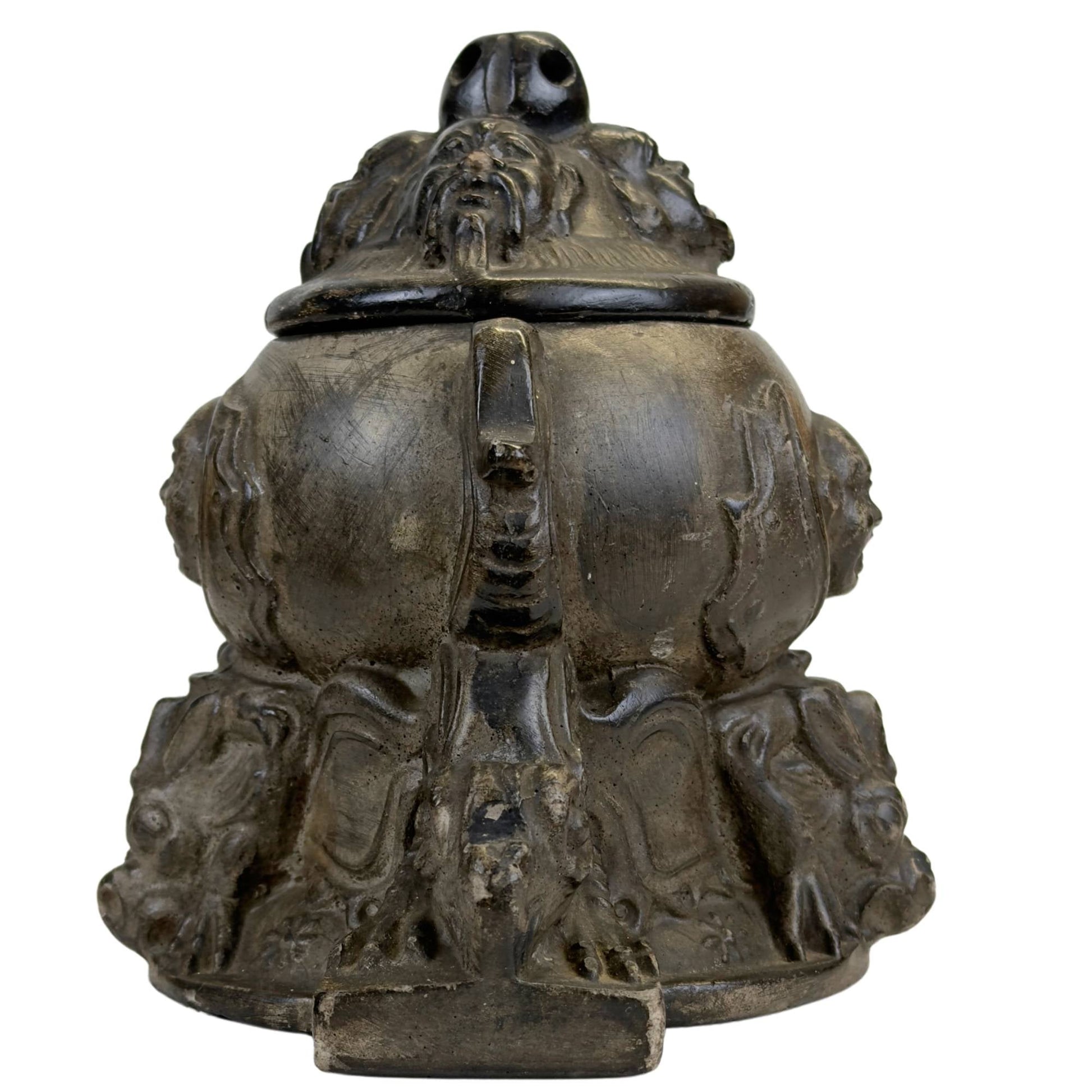 Belgische decoratieve pot met draakvormige handgrepen