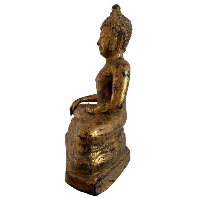 Birmaans Mandalay boeddhabeeld van brons met bladgoud, 19e eeuw, Lot 159