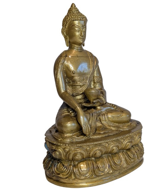 Tibetaans Boeddhabeeld uit de 19e eeuw in brons met klassieke meditatiehouding