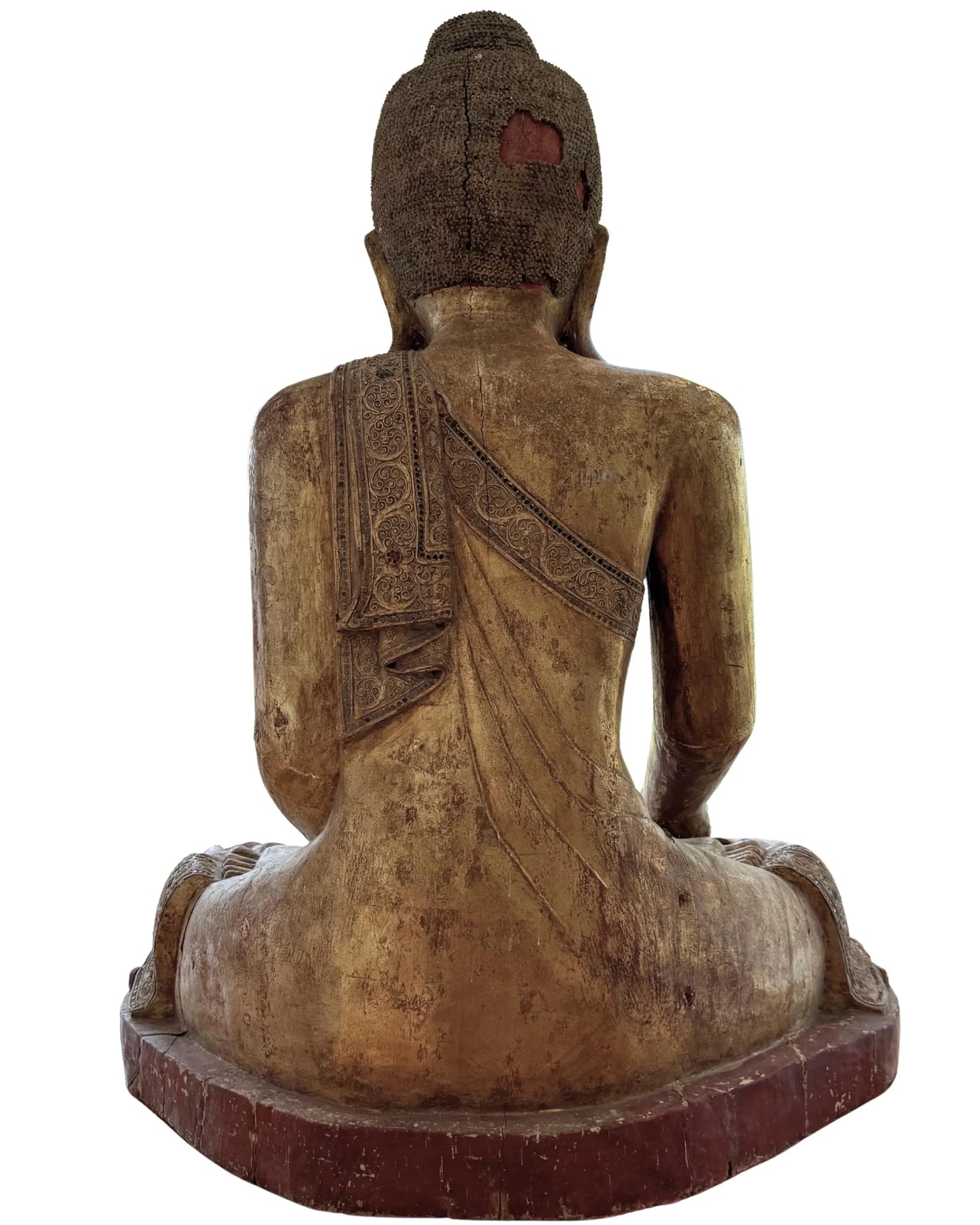 Boeddha beeld hout Birma Mandalay stijl zittend groot formaat