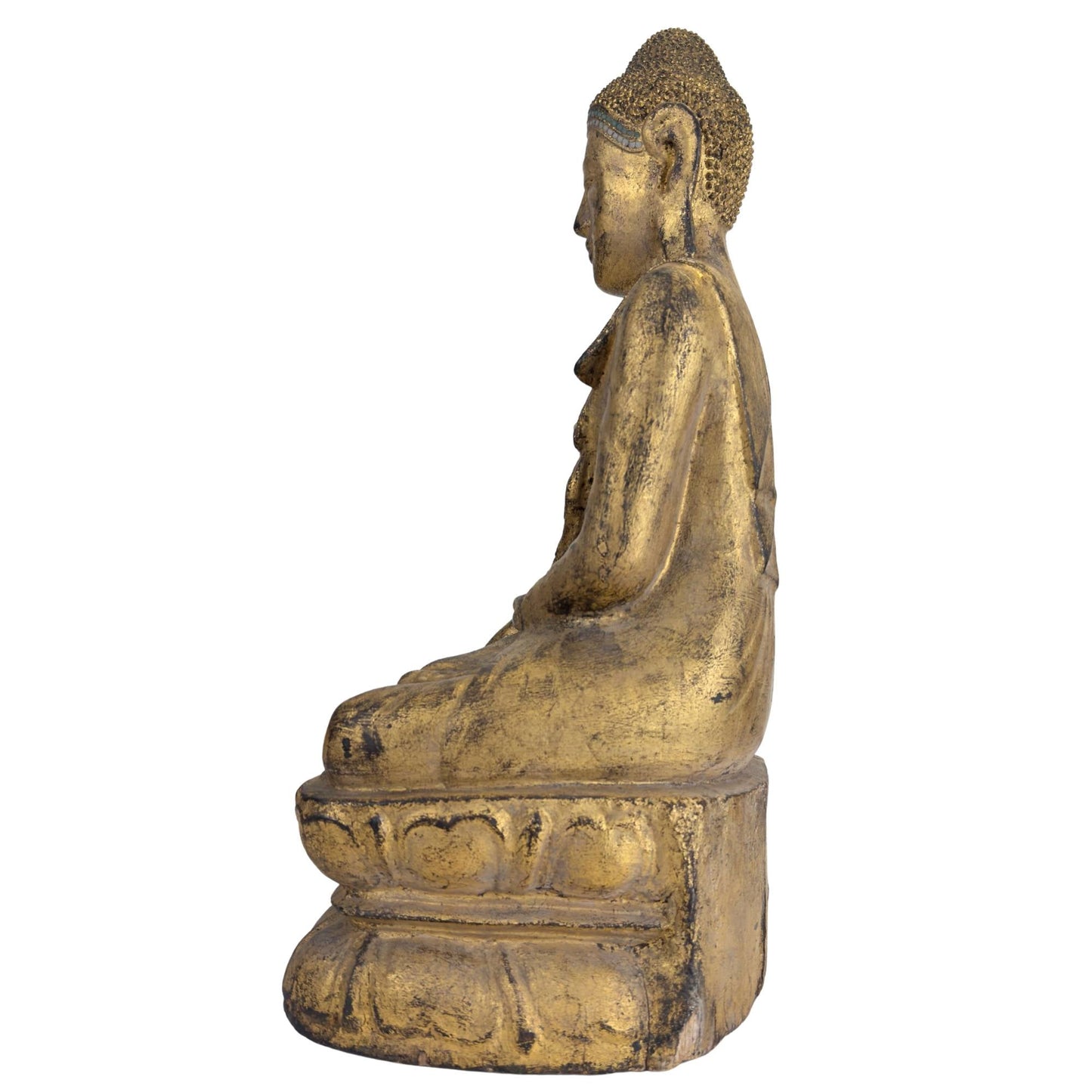 Boeddha in Bhumisparsha Mudra gesneden uit hout