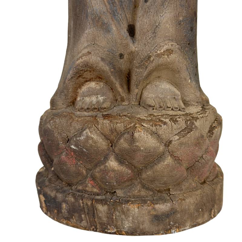Boeddha hout China met craquelé en vergulding resten