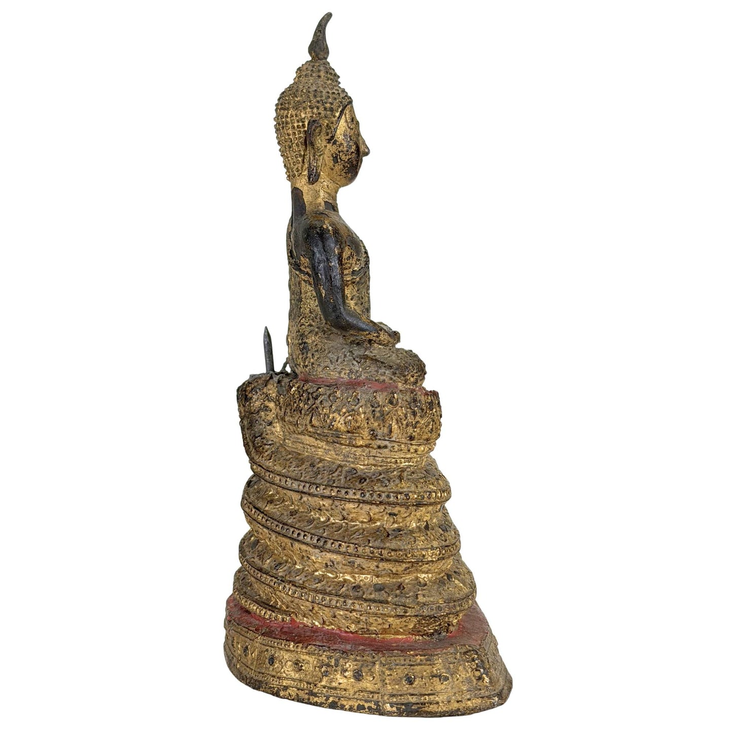 Boeddha onder Muchalinda slang uit Thailand met oude vergulde afwerking