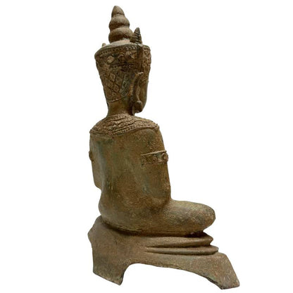 Antique Southeast Asian Meditation Buddha – Bronze, 37 cm – left three-quarter rear view