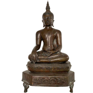 Boeddha 19e eeuws in brons op tempelbasis Thailand – lot 184