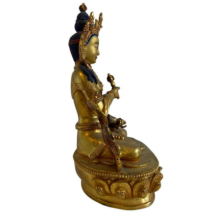 Antique Nepalese White Tara – Gilt Bronze, Newar Style, 15 cm – left-side view
