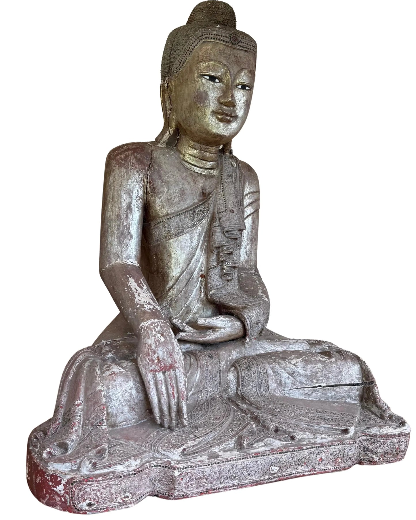 boeddhistische sculptuur hout groot Myanmar interieur object