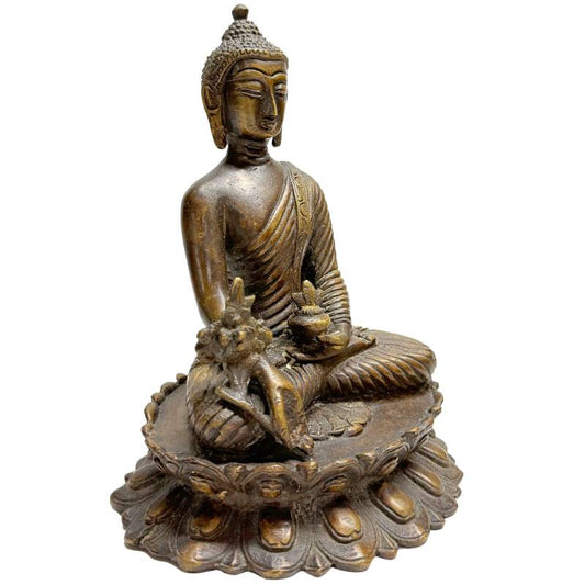 Bronzen Boeddha sculptuur in meditatiehouding

