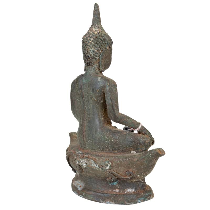 Bronzen Boeddha uit Thailand op lotusbasis in klassieke stijl