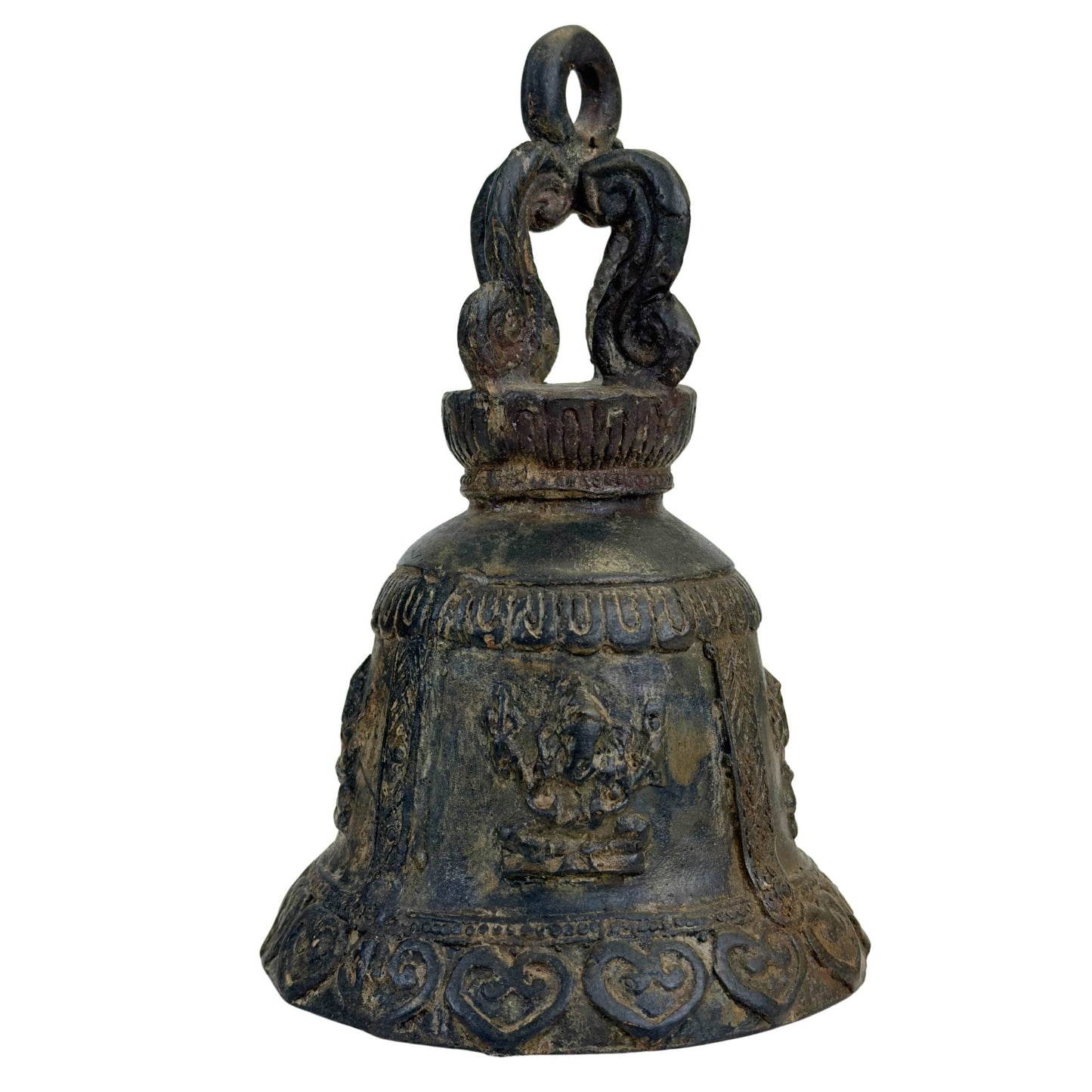 Authentieke bronzen Ganesha tempelbel uit India met traditionele ghanta vorm