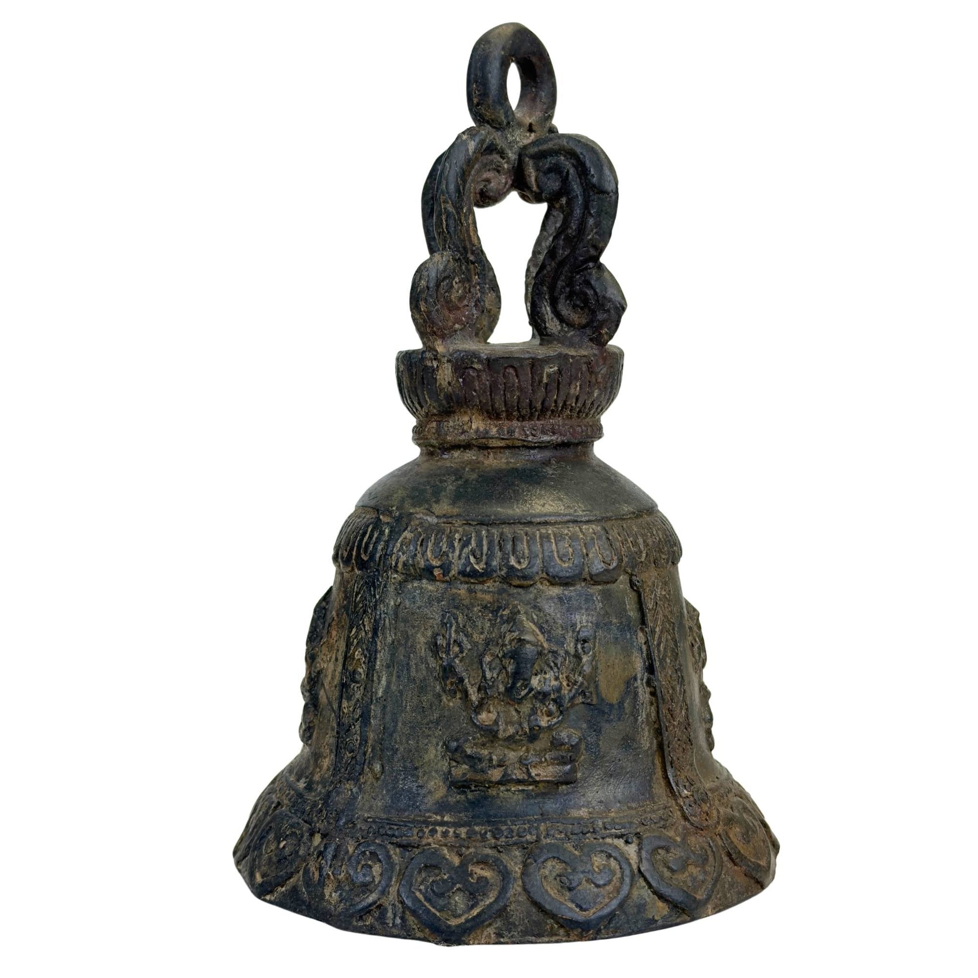 Authentieke bronzen Ganesha tempelbel uit India met traditionele ghanta vorm