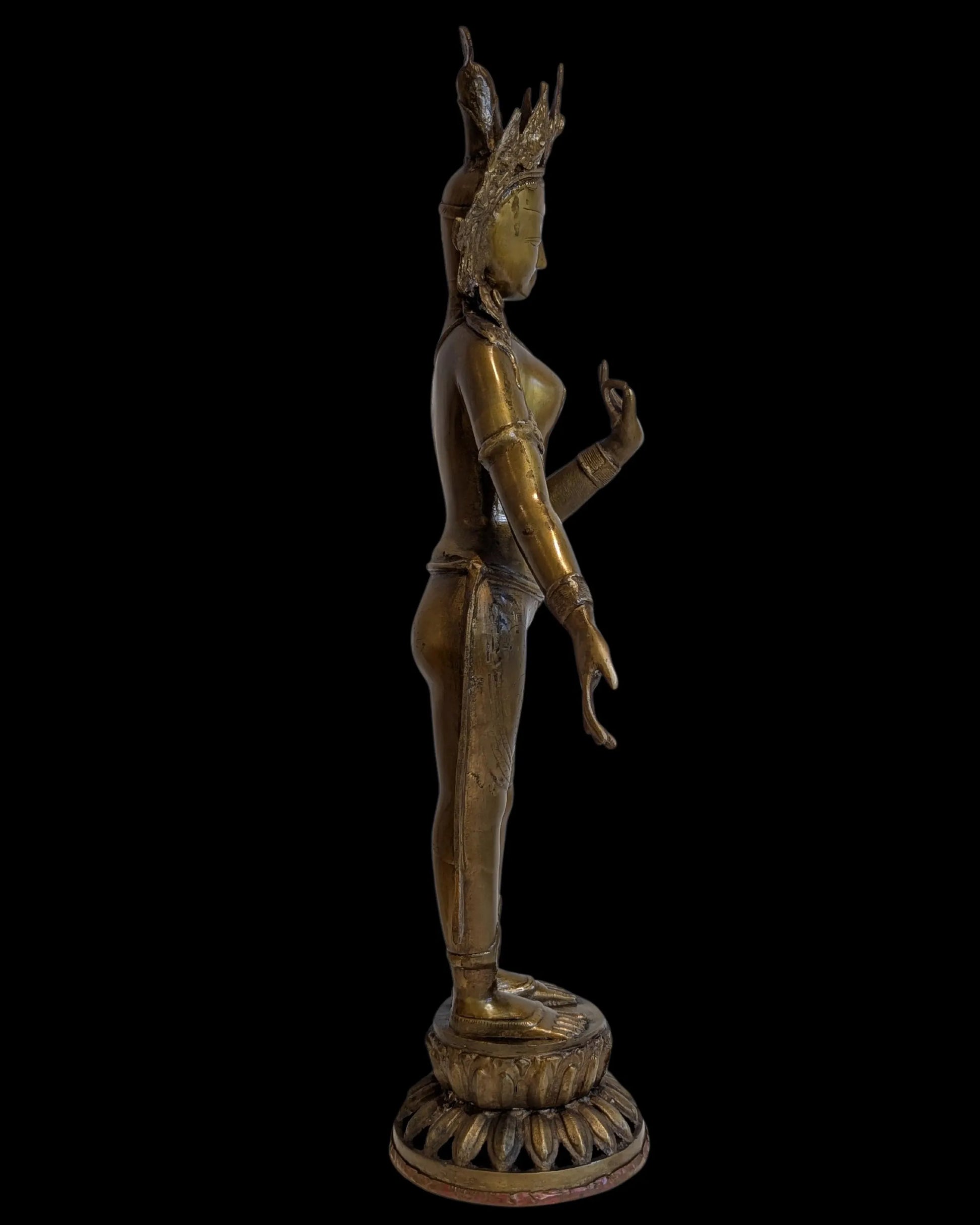 bronzen Tara sculptuur groot formaat boeddhistische decoratie kunstobject