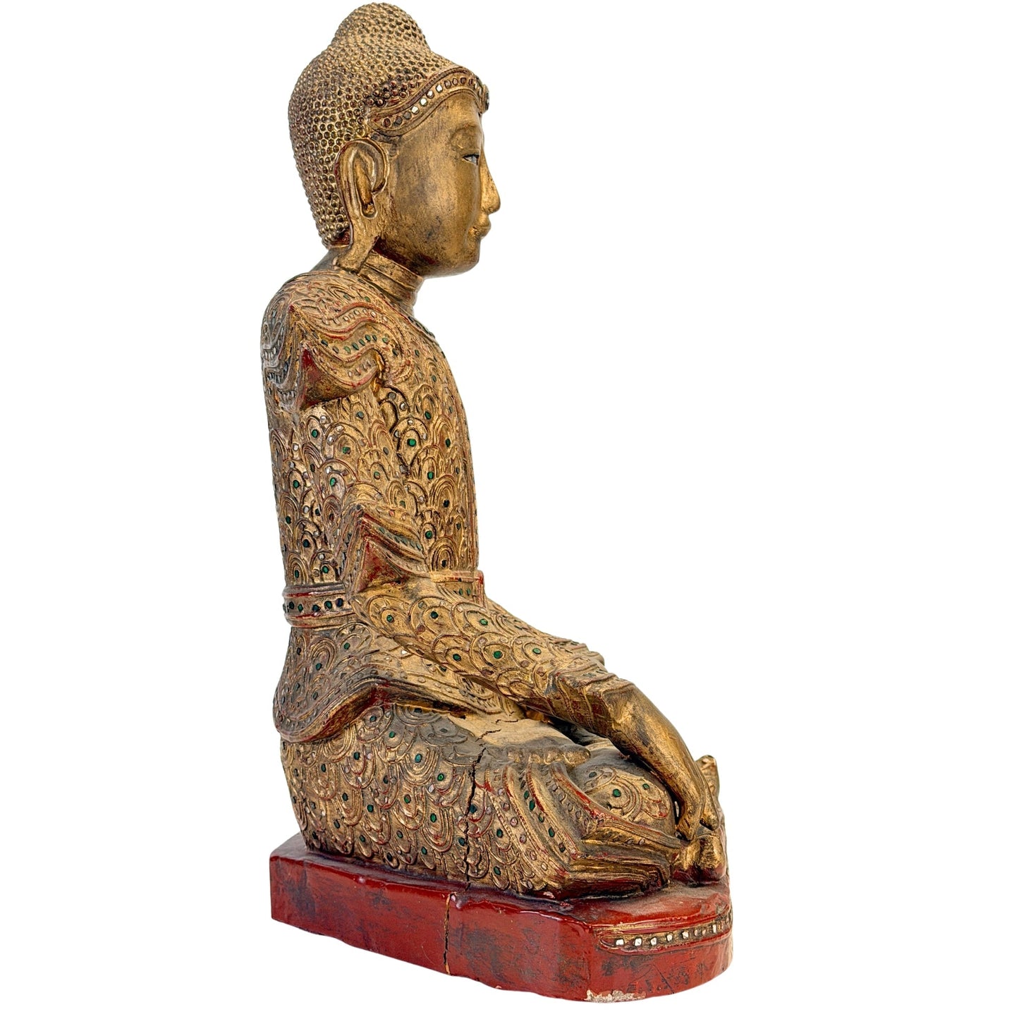 Right profile of the seated antique Burmese Jambupati Buddha
