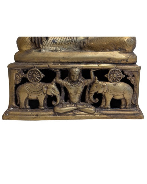 Myanmar bronze Buddha seated in the earth-touching gesture