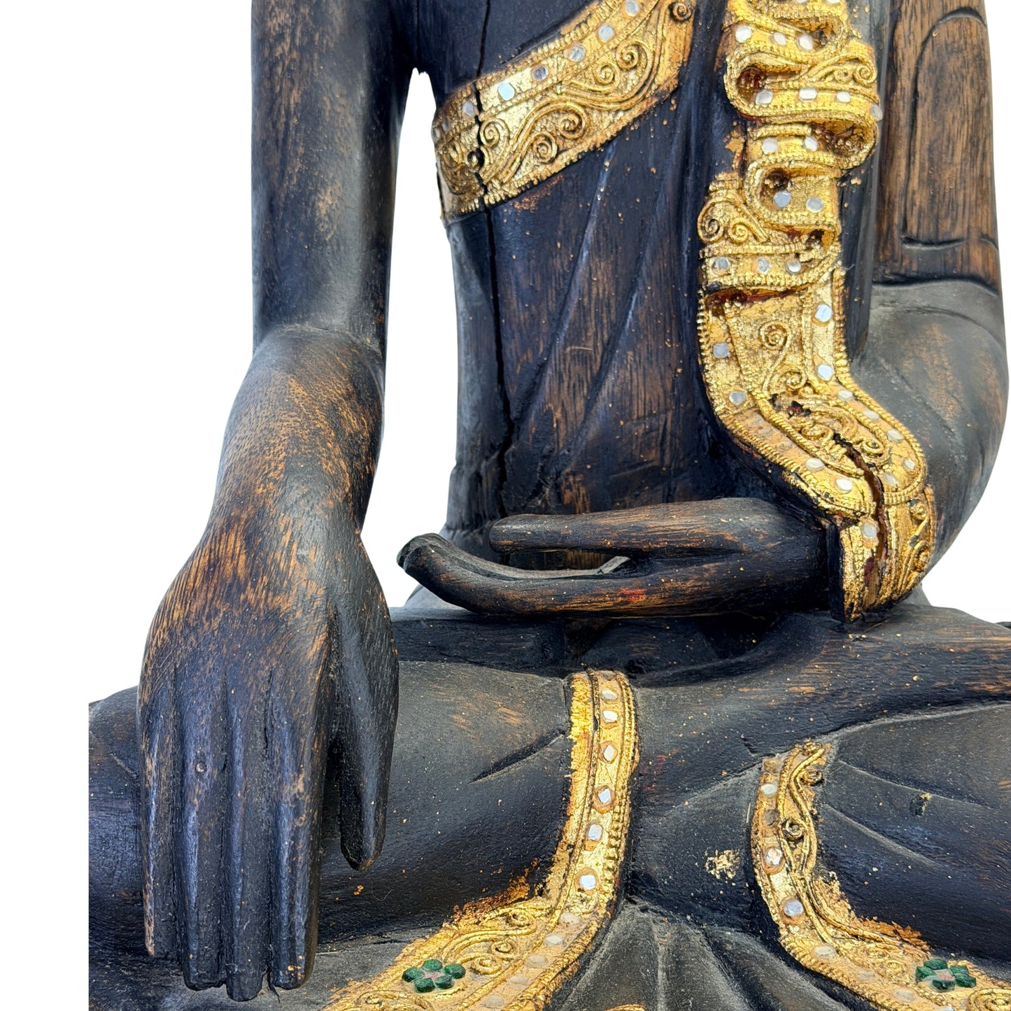 Hands of the Burmese Mandalay Buddha in bhumisparsha mudra
